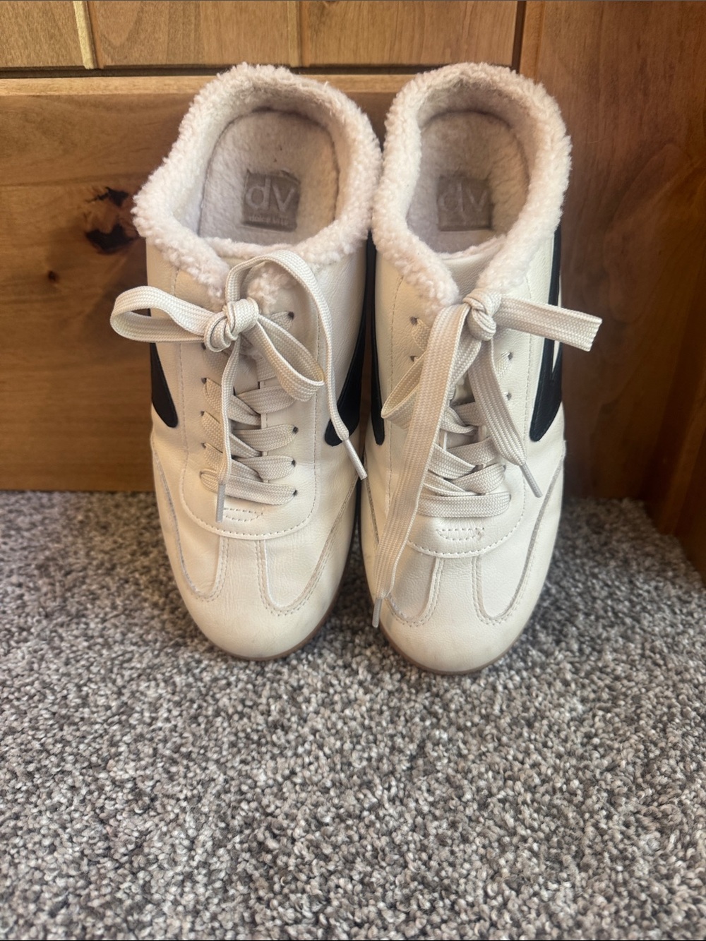 DV by Dolce Vita Cream Slip-On Lace-Up Sneakers with Black Side Accent